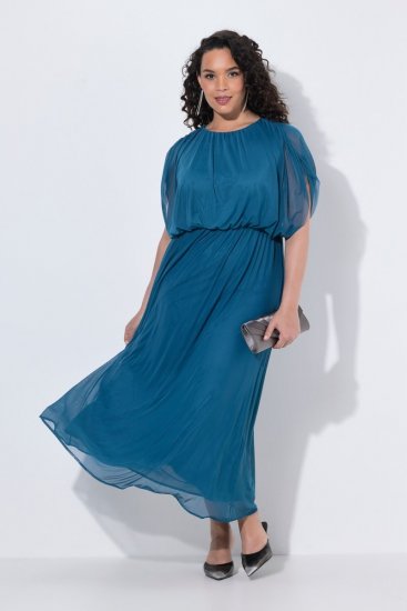 Ulla Popken 854031 Ærmeløs maxikjole Petrol - Maxikjoler - Maxikjoler i plus size