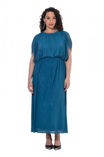 Ulla Popken 854031 Ærmeløs maxikjole Petrol - Maxikjoler - Maxikjoler i plus size
