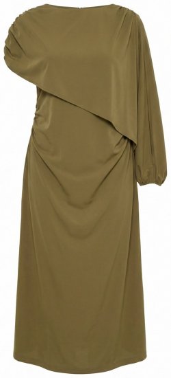 Ulla Popken 854048 Langærmet maxikjole Olivengrøn - Maxikjoler - Maxikjoler i plus size