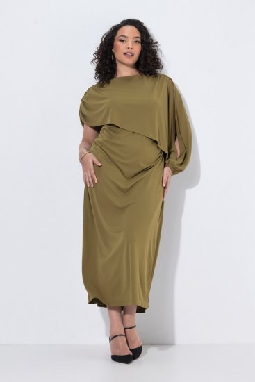 Ulla Popken 854048 Langærmet maxikjole Olivengrøn - Maxikjoler - Maxikjoler i plus size