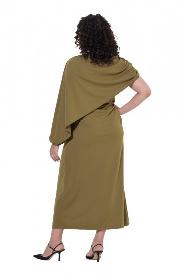 Ulla Popken 854048 Langærmet maxikjole Olivengrøn - Maxikjoler - Maxikjoler i plus size