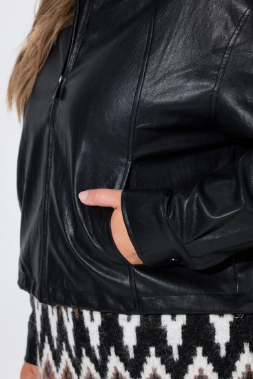 Ulla Popken 854795 Bikerjakke i kunstlæder Sort - Jakker - Dame jakker i store størrelser