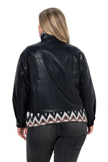 Ulla Popken 854795 Bikerjakke i kunstlæder Sort - Jakker - Dame jakker i store størrelser