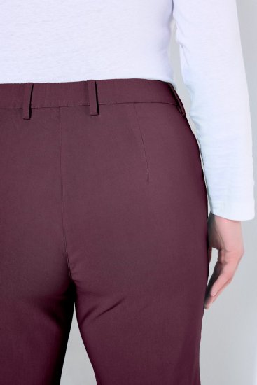 Ulla Popken 854987 Varme stretchbukser med komfortlinning Aubergine - Stofbukser - Vide stofbukser til damer i plusstørrelse