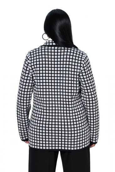 Ulla Popken 855173 Strikket ternet blazer Benhvid - Blazere - Blazere i plusstørrelser til kvinder