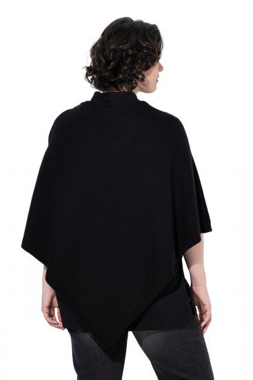 Ulla Popken 855277 Strikponcho med spids kant og bådudskæring Sort - Ponchoer og capes - 