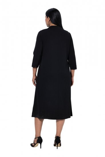 Ulla Popken 855373 Mønstret jerseykjole Sort - Jerseykjoler - 