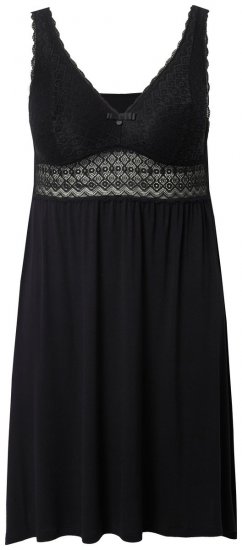 Ulla Popken 855428 Negligé med blonde Sort - Natkjoler - 
