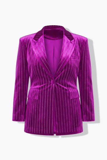 Ulla Popken 855499 Velourblazer med similisten Magenta - Blazere - Blazere i plusstørrelser til kvinder