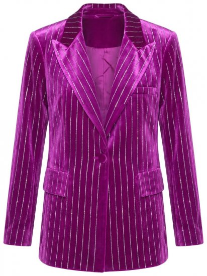 Ulla Popken 855499 Velourblazer med similisten Magenta - Blazere - Blazere i plusstørrelser til kvinder