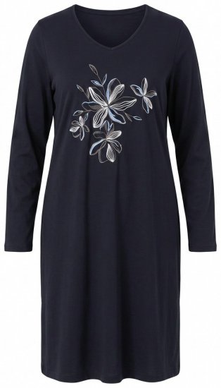 Ulla Popken 856132 Blomstret natkjole Sort - Natkjoler - 