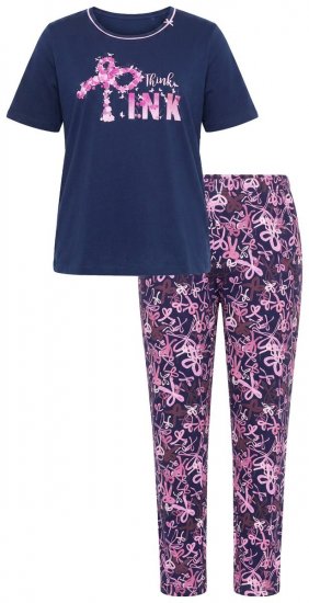 Ulla Popken 856141 Langærmet pyjamas Mørkeblå - Pyjama/Loungewear - 