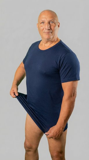 20 Nodi 9002 Short Sleeve Crew Neck in Stretch Cotton Navy - Undertrøjer - 