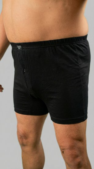 20 Nodi 935 Combed Cotton Jersey Boxer with Front Button Fly Black - Boxershorts - Boxershorts til Store Mænd