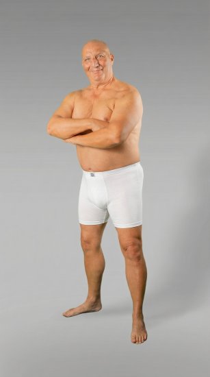 20 Nodi 938 Stretch Cotton Boxer with Embroidered Long Leg White - Boxershorts - Boxershorts til Store Mænd