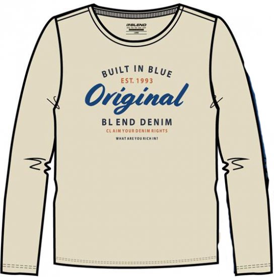 Blend T-Shirt 4933 Cloud Cream - T-shirts - T-shirts i store størrelser - 2XL-14XL