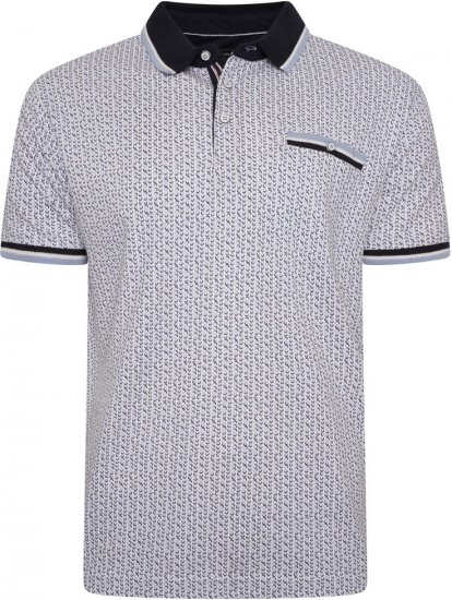 Kam Jeans 5487 Dobby Print Pique Polo White - Polotrøjer - Polotrøjer 2XL-8XL