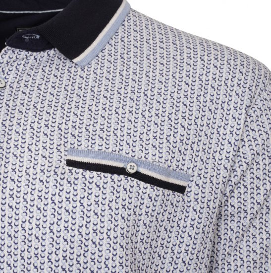 Kam Jeans 5487 Dobby Print Pique Polo White - Polotrøjer - Polotrøjer 2XL-8XL