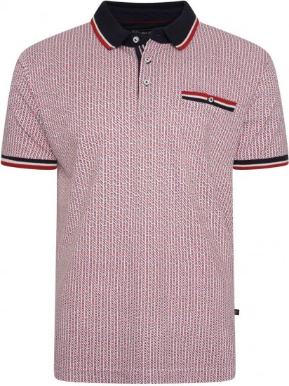 Kam Jeans 5487 Dobby Print Pique Polo Red - Polotrøjer - Polotrøjer 2XL-8XL