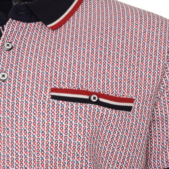 Kam Jeans 5487 Dobby Print Pique Polo Red - Polotrøjer - Polotrøjer 2XL-8XL