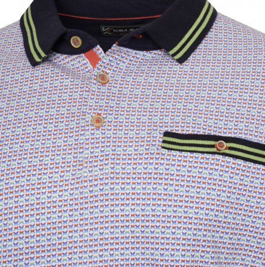 Kam Jeans 5488 Dobby Print Pique Polo Navy - Polotrøjer - Polotrøjer 2XL-8XL