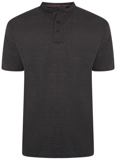 Kam Jeans 5744 Textured Jersey Grandad Top Charcoal - T-shirts - T-shirts i store størrelser - 2XL-14XL