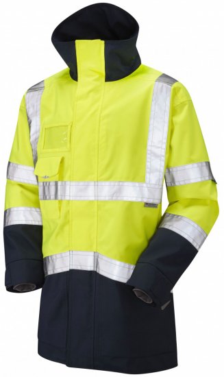 Leo Clovelly Breathable Executive Anorak Hi-Vis Yellow/Navy - Arbejdstøj - Arbejdstøj i store størrelser