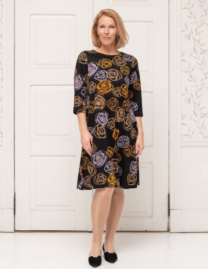 Scandinavian Caramel Flower Petals Dress Lavender and Orange - DAMETØJ 40-66 - 