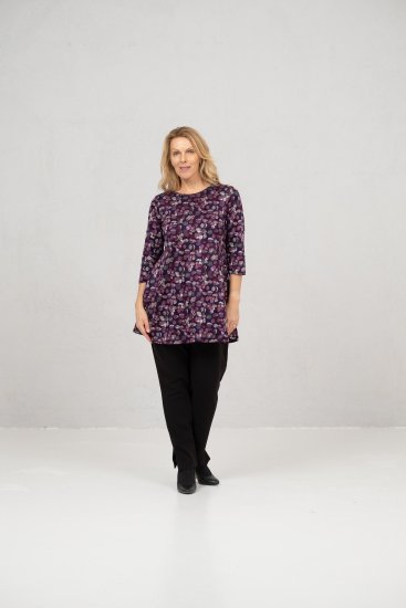 Scandinavian Caramel Flower Petals Tunic Purple - T-shirts - 