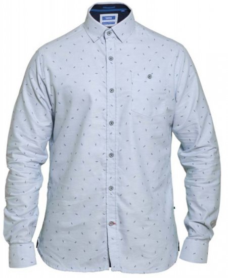D555 Addington Printed Oxford Shirt Blue - Skjorter - Skjorter til store mænd 2XL- 8XL