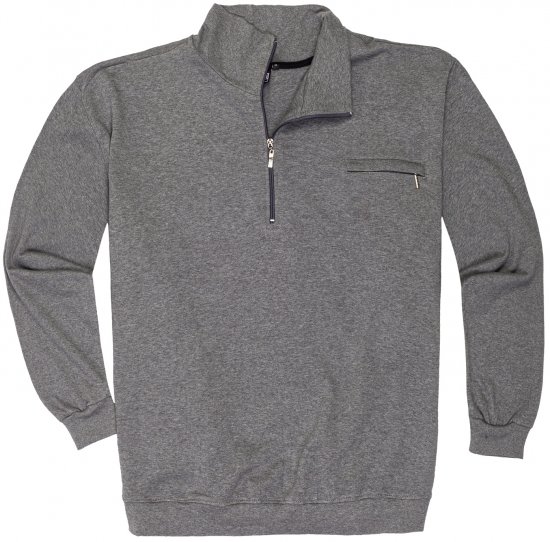 Adamo Athen Sweatshirt Half Zipper Grey - Trøjer og Hættetrøjer - Hættetrøjer i store størrelser - 2XL-8XL
