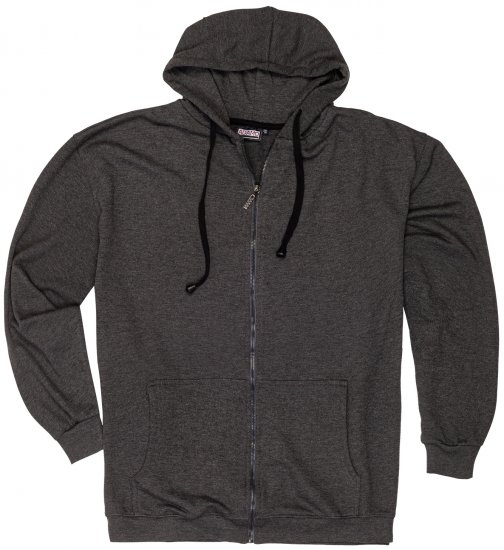 Adamo Athen Hoodie with Zipper Charcoal - Trøjer og hættetrøjer - Trøjer og Hættetrøjer i store størrelser - 2XL-14XL