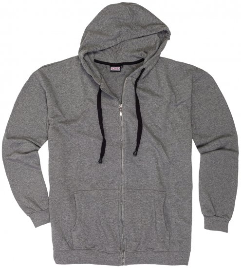 Adamo Athen Hoodie with Zipper Grey - Trøjer og hættetrøjer - Trøjer og Hættetrøjer i store størrelser - 2XL-14XL