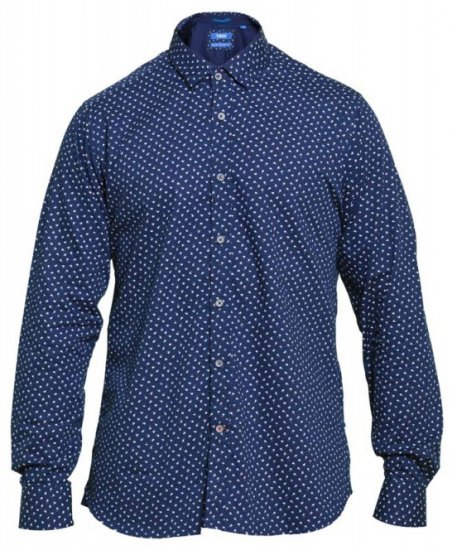 D555 Bainton Long Sleeve Shirt Navy - Skjorter - Skjorter til store mænd 2XL- 8XL