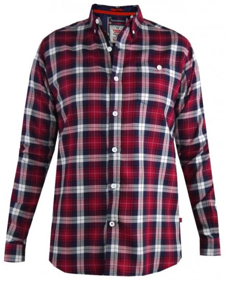 D555 Baltimore Checked Shirt Red - Skjorter - Skjorter til store mænd 2XL- 8XL