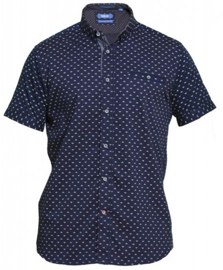 D555 Barrington Short Sleeve Shirt Navy - Skjorter - Skjorter til store mænd 2XL- 8XL