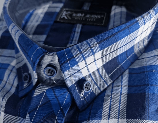 Kam Jeans 6369 Checked Short Sleeve Shirt Blue - Skjorter - Skjorter til store mænd 2XL- 8XL