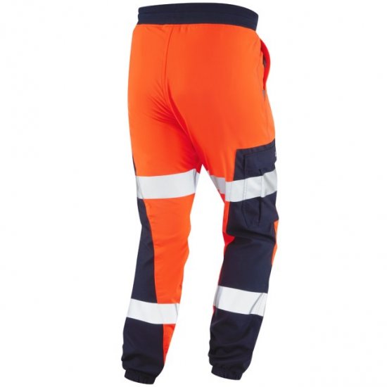 Leo Hawkcombe Ecoviz High Performance Ballistic Stretch Trousers Hi-Vis Orange/Navy - Arbejdstøj - Arbejdstøj i store størrelser