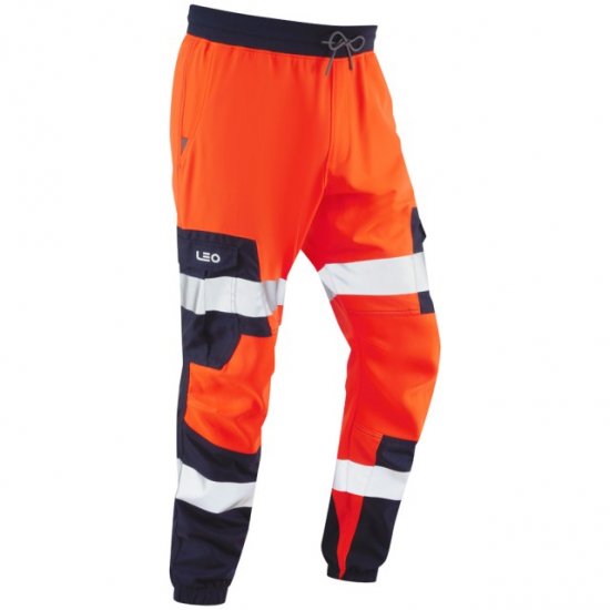 Leo Hawkcombe Ecoviz High Performance Ballistic Stretch Trousers Hi-Vis Orange/Navy - Arbejdstøj - Arbejdstøj i store størrelser