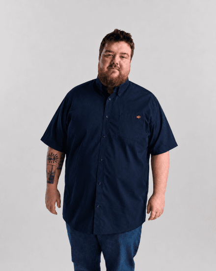 Motley Denim Zagreb Kortærmet Skjorte Marineblå - Skjorter - Skjorter til store mænd 2XL- 8XL