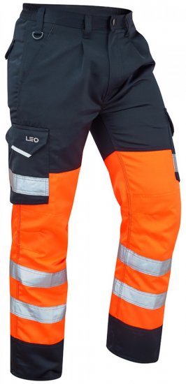 Leo Bideford Cargo Pants Hi-Vis Orange/Navy - Arbejdstøj - Arbejdstøj i store størrelser