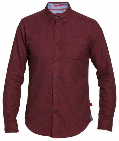 D555 Dawson Textured Shirt Dark Red - Skjorter - Skjorter til store mænd 2XL- 8XL