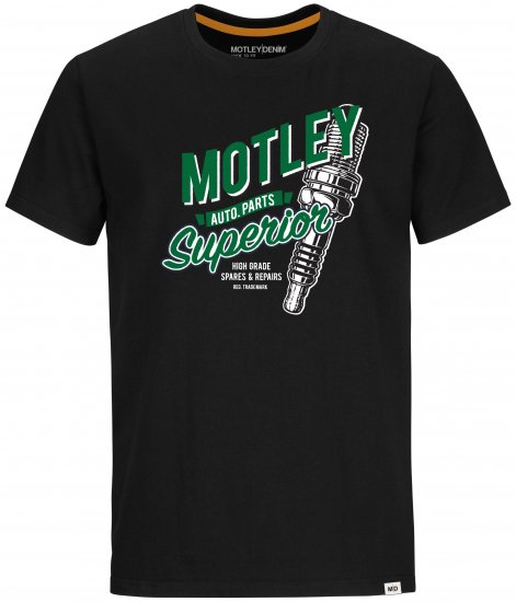 Motley Denim Derry T-shirt Green on Black - T-shirts - T-shirts i store størrelser - 2XL-14XL