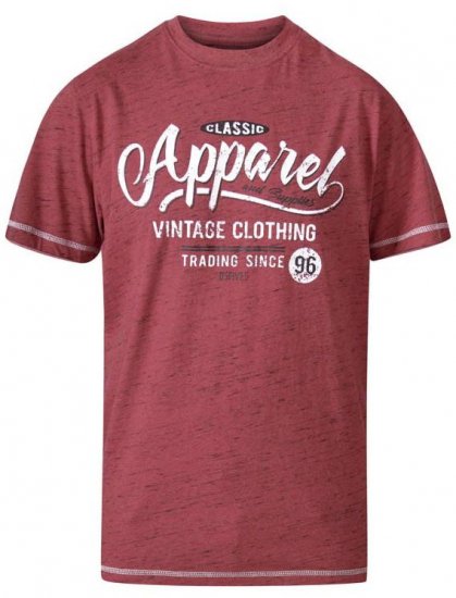 D555 Douglas Classic Apparel Crew Neck Printed T-Shirt Red Reno - T-shirts - T-shirts i store størrelser - 2XL-14XL