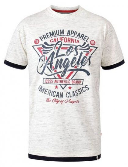 D555 Ellwood Los Angeles Crew Neck Printed T-Shirt Off White Reno - T-shirts - T-shirts i store størrelser - 2XL-14XL