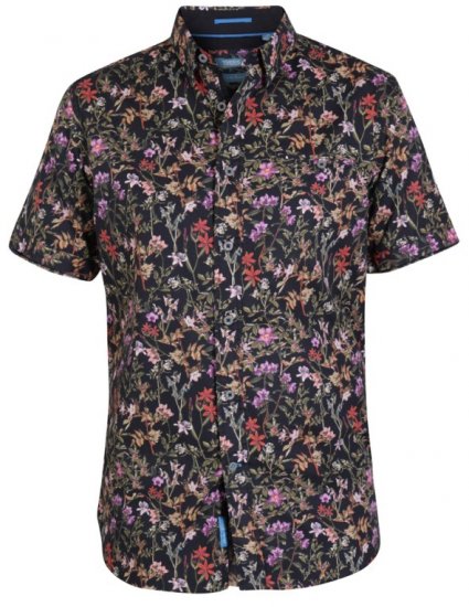 D555 Emmet Floral Shirt Black - Skjorter - Skjorter til store mænd 2XL- 8XL