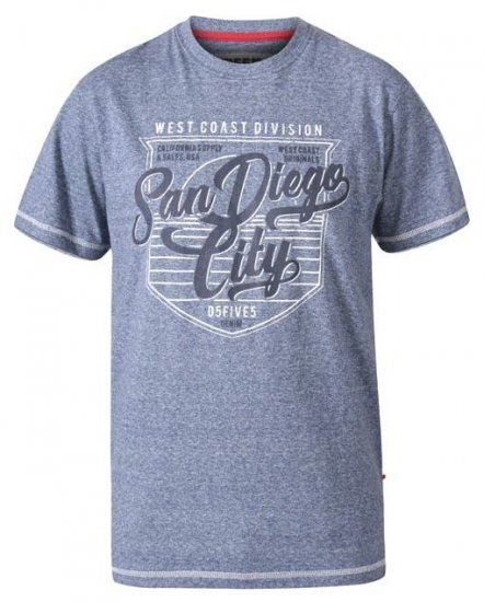 D555 Epson San Diego Crew Neck T-Shirt Blue Marl - T-shirts - T-shirts i store størrelser - 2XL-14XL