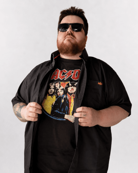 D555 Hugh Official ACDC Highway To Hell T-shirt med tryk Sort - T-shirts - T-shirts i store størrelser - 2XL-14XL
