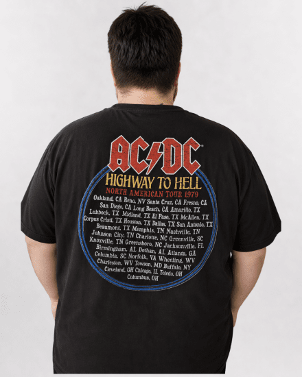 D555 Hugh Official ACDC Highway To Hell T-shirt med tryk Sort - T-shirts - T-shirts i store størrelser - 2XL-14XL