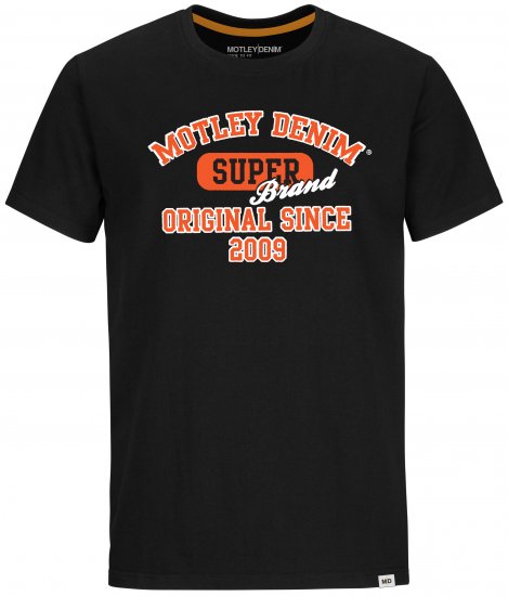 Motley Denim Exeter T-shirt Orange on Black - T-shirts - T-shirts i store størrelser - 2XL-14XL